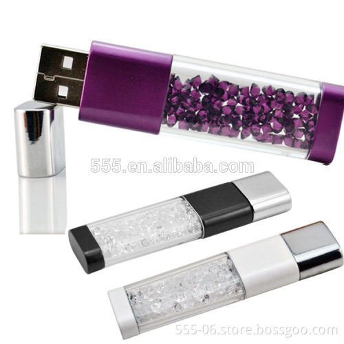 High quality metal crystal USB flash drive with diamond USB 2.0 as company gift 1GB 2GB 4GB 8GB 16GB 32GB